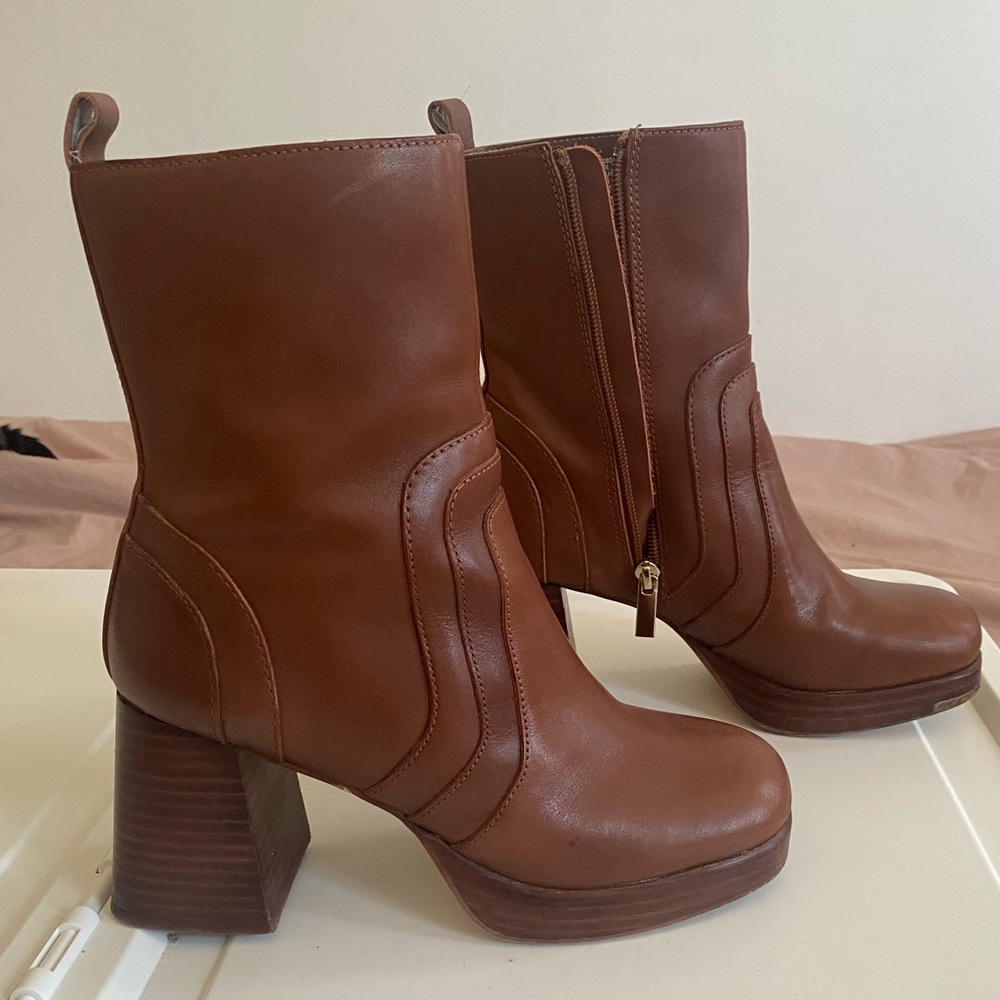 Steve Madden Maggie Brown Leather Boots